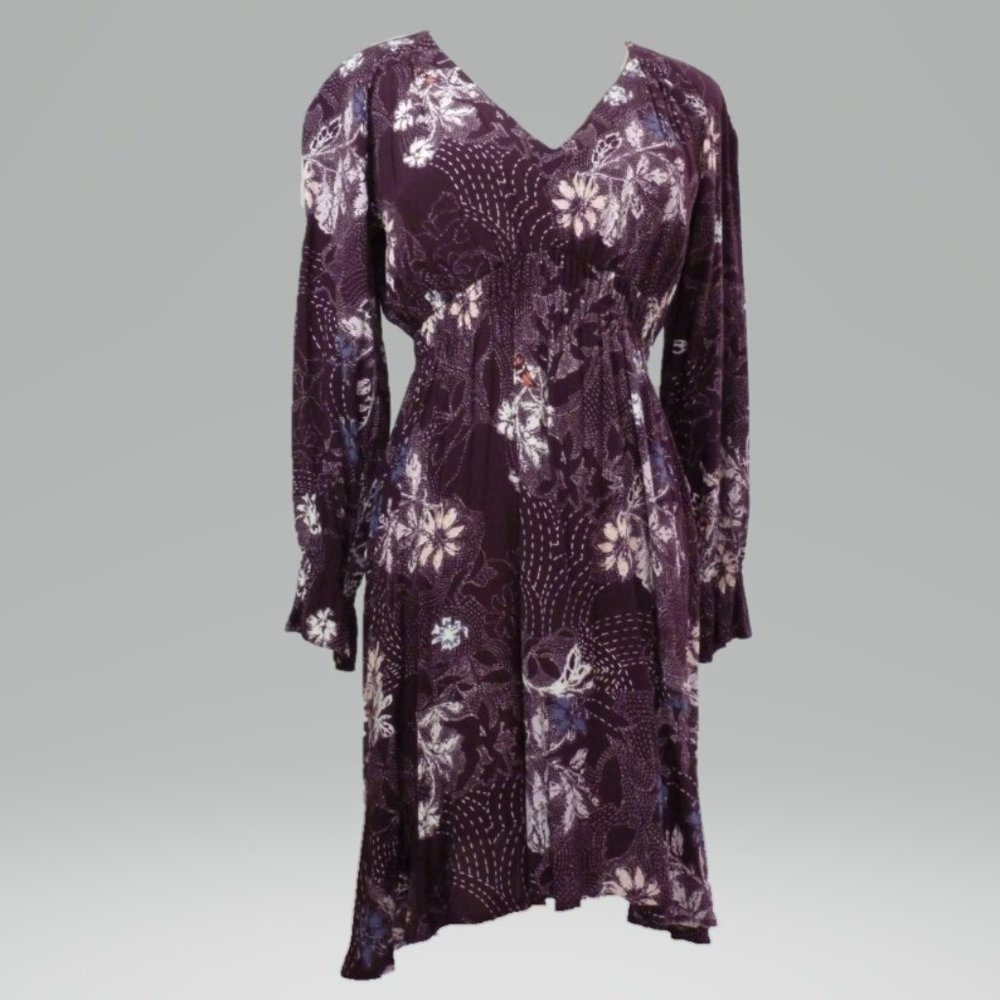 Anthropologie SP Purple and Pink Ruffle Hem Dress